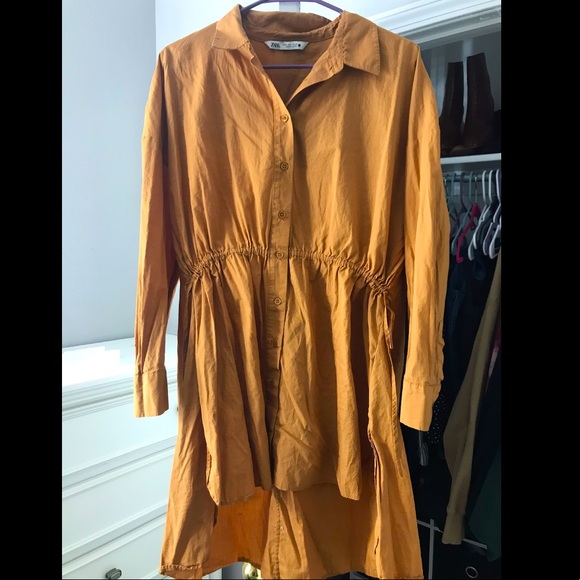 Zara Tops - Zara Burnt Orange button down high-low shirt